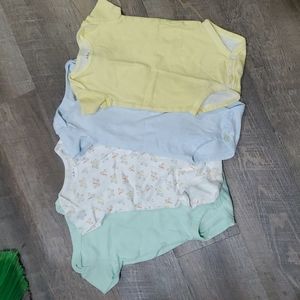 Child of Mine Onsies 4 pk with giraffe, 2 striped, one solid